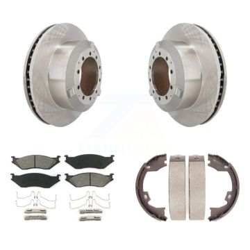 Rear Disc Rotors Semi-Metallic Pads Parking Shoes Kit For Ford F-450 Super Duty IC LCF AE K8S-104569