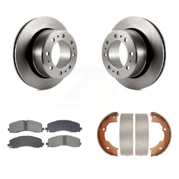 Rear Disc Rotors Semi-Metallic Pads And Parking Brake Shoes Kit For Ram 3500 K8S-104572