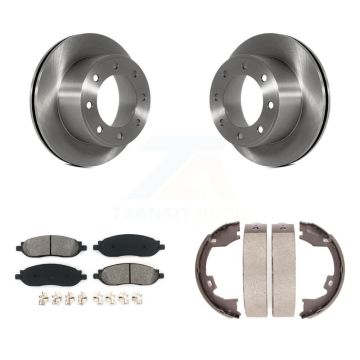 Rear Disc Rotors Semi-Metallic Pads And Parking Shoes Kit For Ford F-350 Super Duty F-250 K8S-104573