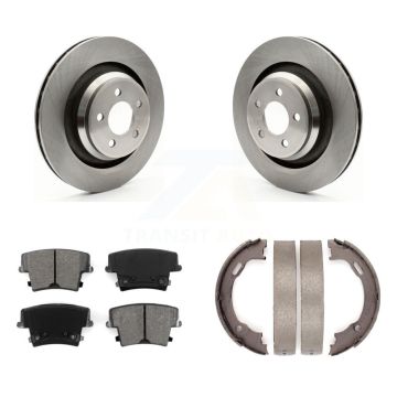 Rear Disc Rotors Semi-Metallic Pads And Parking Brake Shoes Kit For Dodge Charger K8S-104587