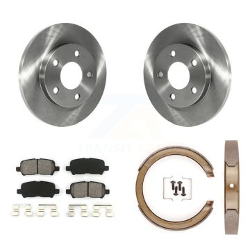 Rear Disc Rotors Semi-Metallic Pads And Parking Brake Shoes Kit For Chevrolet Impala K8S-104593