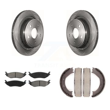 Rear Disc Rotors Semi-Metallic Pads And Parking Brake Shoes Kit For Dodge Ram 1500 K8S-104600