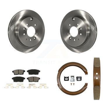 Rear Disc Rotors Semi-Metallic Pads & Parking Shoes Kit For Ford Edge Mazda CX-7 Lincoln K8S-104603