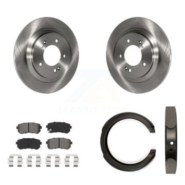 Rear Disc Rotors Semi-Metallic Pads And Parking Brake Shoes Kit For Kia Optima K8S-104608