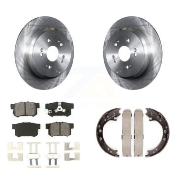 Rear Disc Rotors Semi-Metallic Pads And Parking Brake Shoes Kit For Honda CR-V Acura RDX K8S-104615