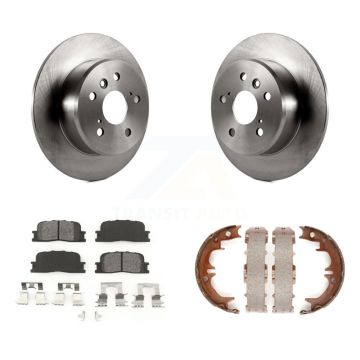 Rear Disc Rotors Semi-Metallic Pads Parking Shoes Kit For 2001-2003 Toyota Highlander FWD K8S-104628