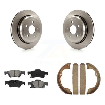 Rear Disc Rotors Semi-Metallic Pads & Parking Shoes Kit For Jeep Grand Cherokee Dodge WK K8S-104630