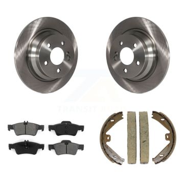 Rear Disc Rotors Semi-Metallic Pads & Parking Brake Shoes Kit For Mercedes-Benz E250 E350 K8S-104637