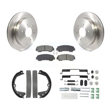 Rear Disc Rotors Semi-Metallic Pads Parking Shoes Hardware Kit For 2017-2023 Nissan TITAN K8S-104638
