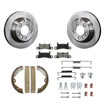 Rear Disc Rotors Semi-Metallic Pads Parking Shoes And Hardware Kit For Volkswagen Touareg K8S-104639