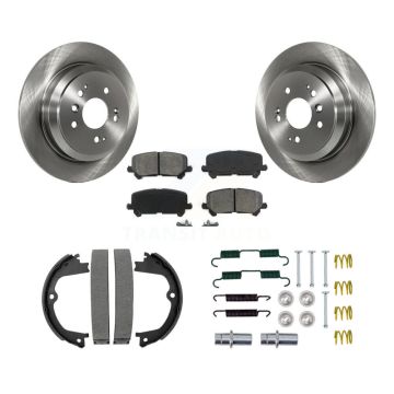Rear Disc Rotors Semi-Metallic Pads Parking Shoes Hardware Kit For Honda Pilot Ridgeline K8S-104641