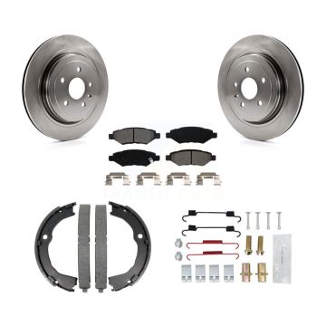 Rear Disc Rotors Semi-Metallic Pads Parking Brake Shoes And Hardware Kit For Cadillac CTS K8S-104644