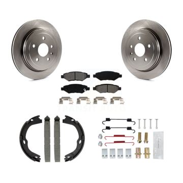 Rear Disc Rotors Semi-Metallic Pads Parking Brake Shoes And Hardware Kit For Cadillac CTS K8S-104645