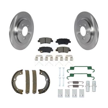 Rear Disc Rotors Semi-Metallic Pads Parking Brake Shoes And Hardware Kit For Kia Sportage K8S-104650