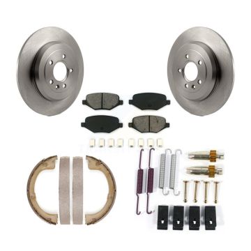 Rear Disc Rotors Semi-Metallic Pads Parking Brake Shoes And Hardware Kit For Lincoln MKT K8S-104674