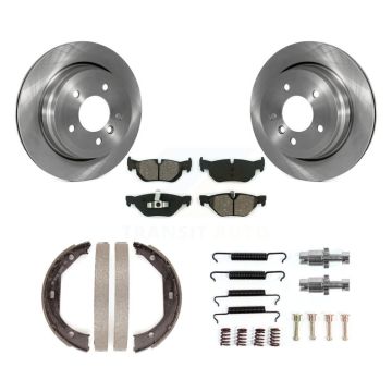 Rear Disc Rotors Semi-Metallic Pads Parking Shoes And Hardware Kit For BMW 328i xDrive X1 K8S-104679