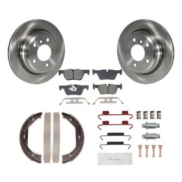 Rear Disc Rotors Semi-Metallic Pads Parking Shoes & Hardware Kit For BMW 428i xDrive Gran K8S-104686