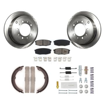 Rear Disc Rotors Semi-Metallic Pads Parking Shoes Hardware Kit For Toyota Tundra Sequoia K8S-104707