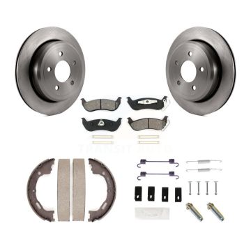 Rear Disc Rotors Semi-Metallic Pads Parking Shoes Hardware Kit For Mercury Grand Marquis K8S-104708