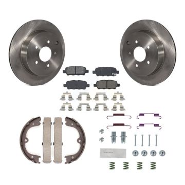 Rear Disc Rotors Semi-Metallic Pads Parking Shoes Hardware Kit For Nissan Murano INFINITI K8S-104709