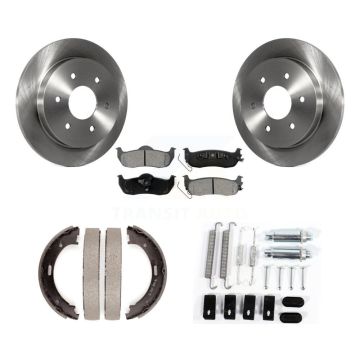 Rear Disc Rotors Semi-Metallic Pads Parking Shoes & Hardware Kit For Nissan TITAN Armada K8S-104714