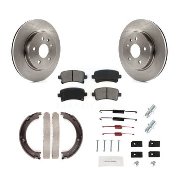 Rear Disc Rotors Semi-Metallic Pads Parking Brake Shoes And Hardware Kit For Cadillac XTS K8S-104716
