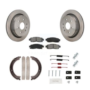 Rear Disc Rotors Semi-Metallic Pads Parking Brake Shoes And Hardware Kit For Cadillac XTS K8S-104717