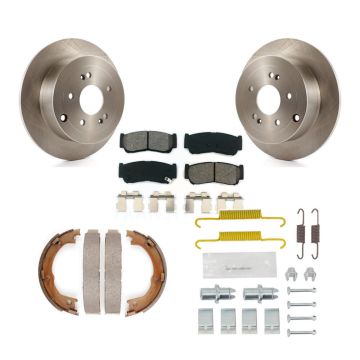 Rear Disc Rotors Semi-Metallic Pads Parking Shoes Hardware Kit For 07-09 Hyundai Santa Fe K8S-104726