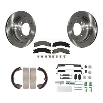 Rear Disc Rotors Semi-Metallic Pads Parking Shoes & Hardware Kit For Nissan NV2500 NV3500 K8S-104741