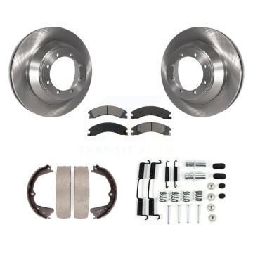 Rear Disc Rotors Semi-Metallic Pads Parking Shoes Hardware Kit For Ford E-450 Super Duty K8S-104746