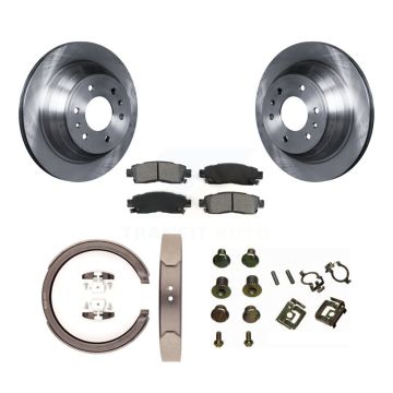 Rear Disc Rotors Semi-Metallic Pads Parking Shoes Hardware Kit For Chevrolet GMC Envoy XL K8S-104757
