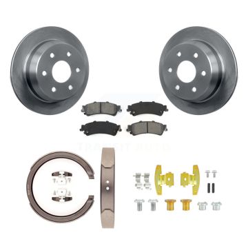 Rear Disc Rotors Semi-Metallic Pads Parking Shoes & Hardware Kit For GMC Chevrolet Sierra K8S-104762