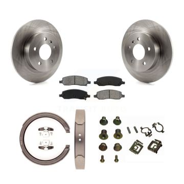 Rear Disc Rotors Semi-Metallic Pads Parking Brake Shoes And Hardware Kit For Cadillac DTS K8S-104769