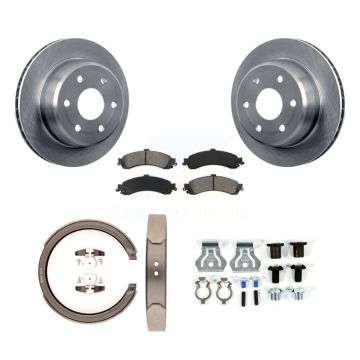 Rear Disc Rotors Semi-Metallic Pads Parking Shoes Hardware Kit For GMC Yukon XL 1500 4WD K8S-104770
