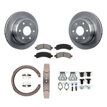 Rear Disc Rotors Semi-Metallic Pads Parking Shoes Hardware Kit For GMC Yukon XL 1500 RWD K8S-104771