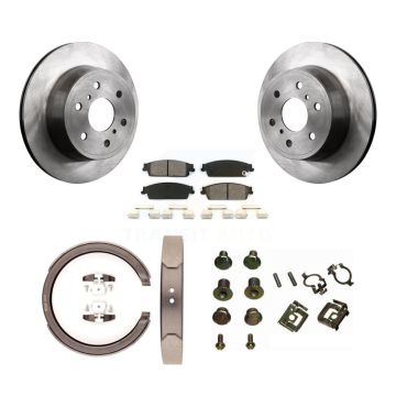 Rear Disc Rotors Semi-Metallic Pads Parking Shoes & Hardware Kit For Chevrolet Silverado K8S-104774