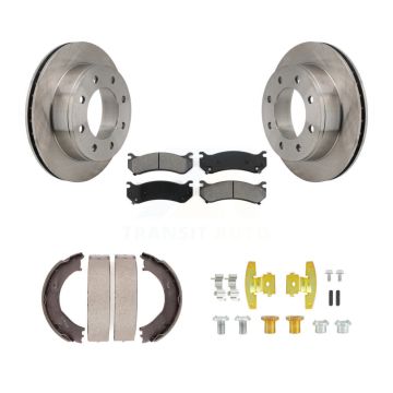 Rear Disc Rotors Semi-Metallic Pads Parking Shoes Hardware Kit For Chevrolet GMC 1500 HD K8S-104777