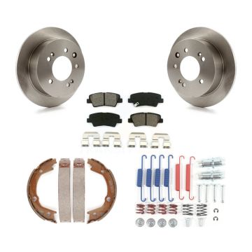 Rear Disc Rotors Semi-Metallic Pads Parking Brake Shoes Hardware Kit For Hyundai Elantra K8S-104788