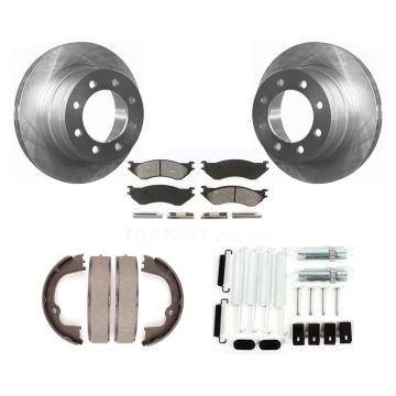 Rear Disc Rotors Semi-Metallic Pads Parking Brake Shoes & Hardware Kit For Dodge Ram 1500 K8S-104791