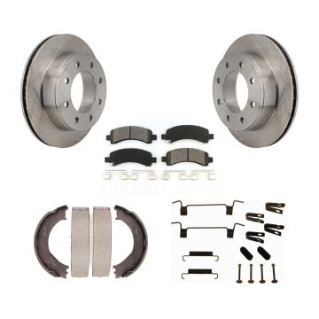 Rear Disc Rotors Semi-Metallic Pads Parking Shoes Hardware Kit For Chevrolet Express 2500 K8S-104803