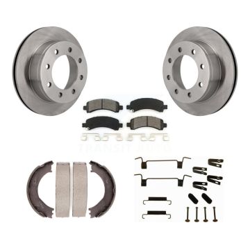 Rear Disc Rotors Semi-Metallic Pads Parking Shoes Hardware Kit For Chevrolet GMC Express K8S-104806