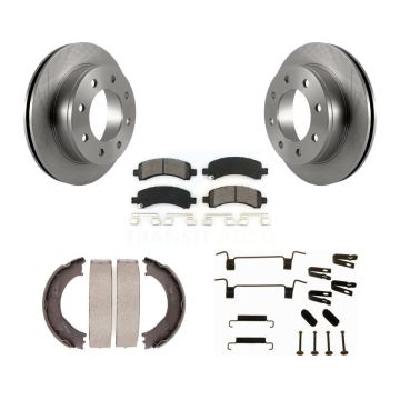 Rear Disc Rotors Semi-Metallic Pads Parking Shoes Hardware Kit For Chevrolet Express 3500 K8S-104813