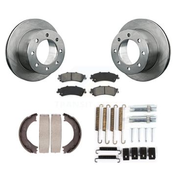 Rear Disc Rotors Semi-Metallic Pads Parking Shoes & Hardware Kit For 2001 GMC Sierra 3500 K8S-104816