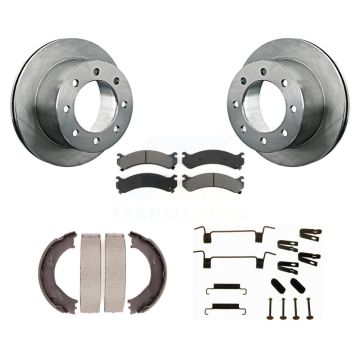 Rear Disc Rotors Semi-Metallic Pads Parking Shoes And Hardware Kit For GMC Sierra 3500 HD K8S-104817