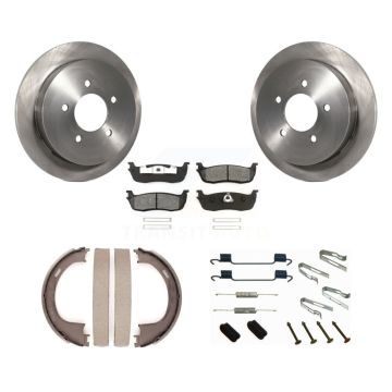 Rear Disc Rotors Semi-Metallic Pads Parking Shoes & Hardware Kit For Ford F-150 Heritage K8S-104833