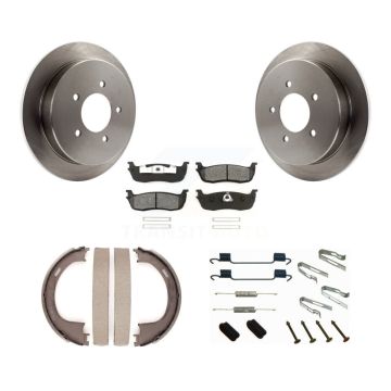 Rear Disc Rotors Semi-Metallic Pads Parking Shoes Hardware Kit For Ford F-150 Expedition K8S-104835