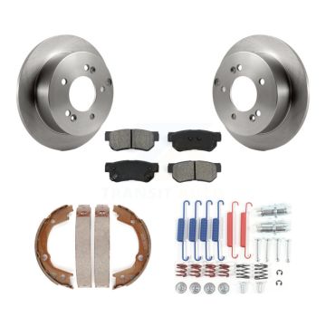 Rear Disc Rotors Semi-Metallic Pads Parking Shoes & Hardware Kit For 2007-2010 Kia Optima K8S-104844
