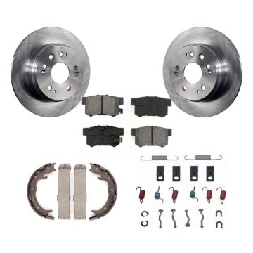 Rear Disc Rotors Semi-Metallic Pads Parking Shoes & Hardware Kit For 2002-2004 Honda CR-V K8S-104850
