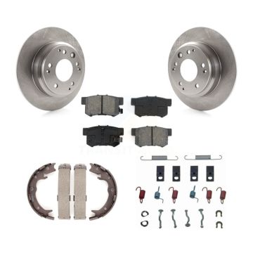 Rear Disc Rotors Semi-Metallic Pads Parking Shoes Hardware Kit For Honda Odyssey Acura RL K8S-104851