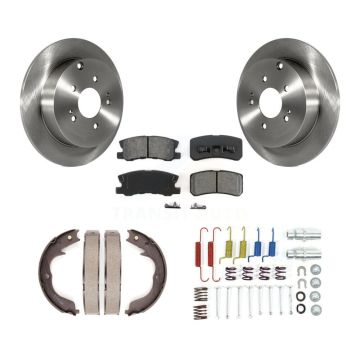 Rear Disc Rotors Semi-Metallic Pads Parking Shoes & Hardware Kit For Mitsubishi Endeavor K8S-104857